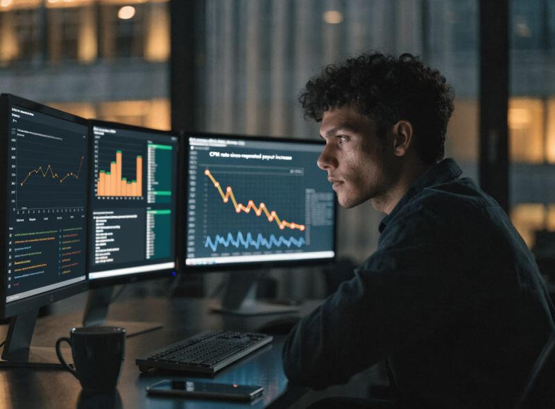 affiliate Dark professional affiliate marketing visual representing traffic monetization, SEO traffic, Facebook Ads, CPA deals, Hybrid models and Revenue Share partnerships for webmasters, media buyers and performance marketers.